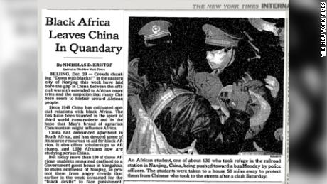 Coverage in the New York Times about the Nanjing incident in 1988.