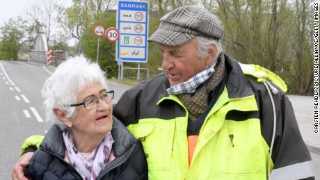 The couple reunited on the German-Danish border. 