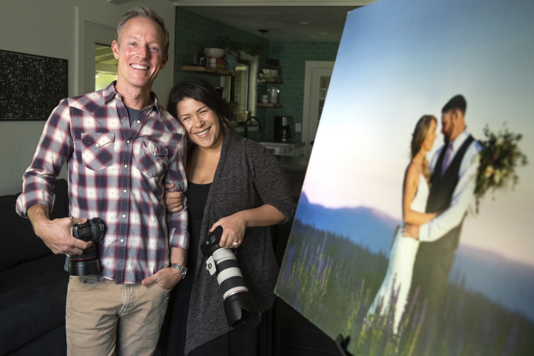 Wedding photographer Andrew Mishler and his wife Melanie, at their home in Penn Valley
