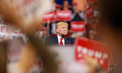 In this November 14, 2019 file photo, President Donald Trump pauses speaking at a rally in Bossier City, Louisiana.