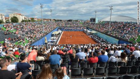 Spectators watched the match on the Adria Tour in Zahar, Croatia on Sunday June 21, 2020. Later that day, tennis player Grigor Dimitrov said he had tested positive using Covid-19, which led to the cancellation of the entire Adria Tour.