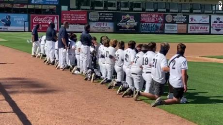 The entire high school baseball team knelt down during the National Anthem to protest the police brutality