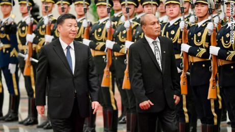 Kiribati's President Taneti Maamau attended a welcoming ceremony at the Great Hall of the People in Beijing with Chinese President Xi Jinping in January.