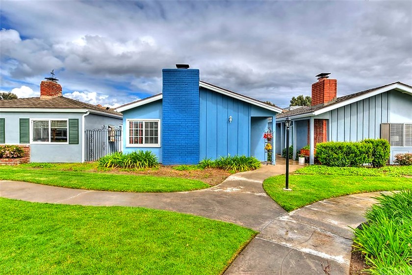 Bright blue house in Tustin