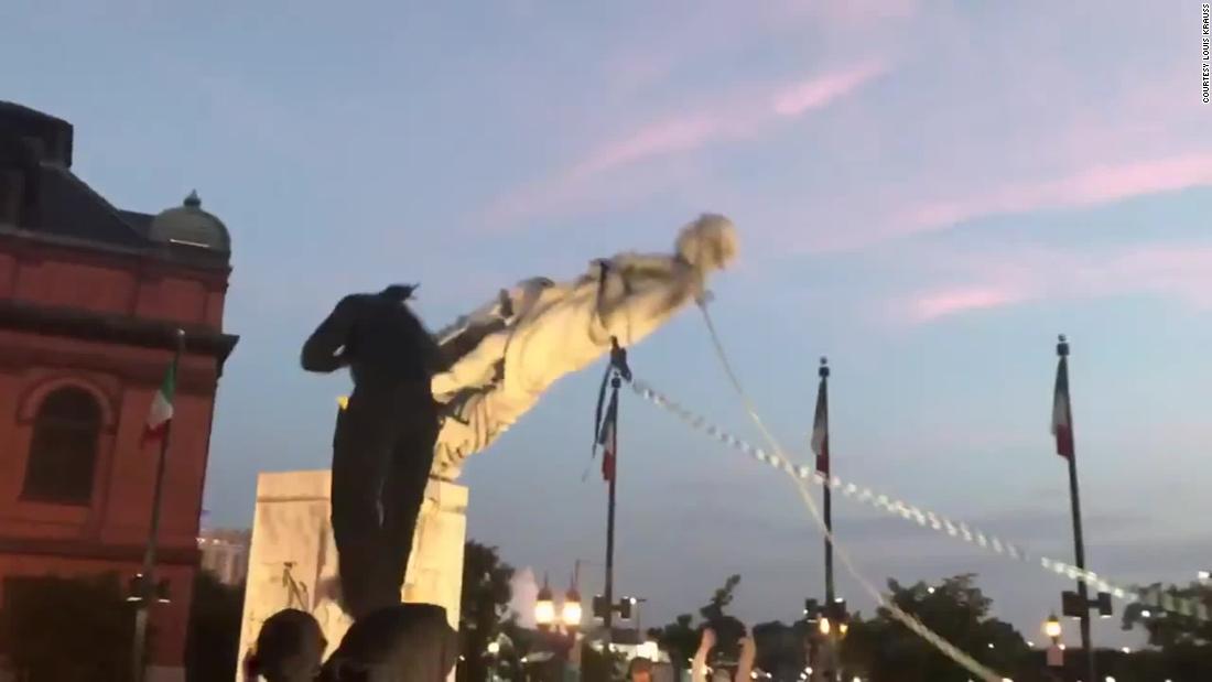 Baltimore protesters dropped the statue of Christopher Columbus and threw it into the harbor