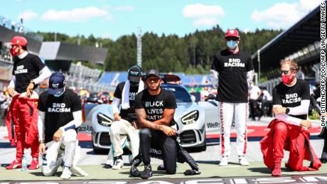 Lewis Hamilton knelt before the Austrian Prix, but six riders chose not to kneel.