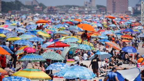 Beaches on Coney Island in New York are visited a lot during holiday weekends.