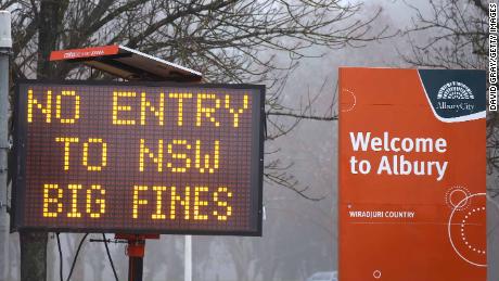 No sign is displayed in New South Wales, the border town of Victoria Albury on 7 July.