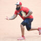Eric Thames from the Nationals prepares for the MLB season with cornhole