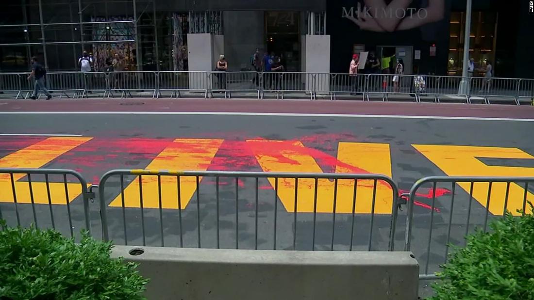 Black Lives Matter mural painted outside Trump Tower