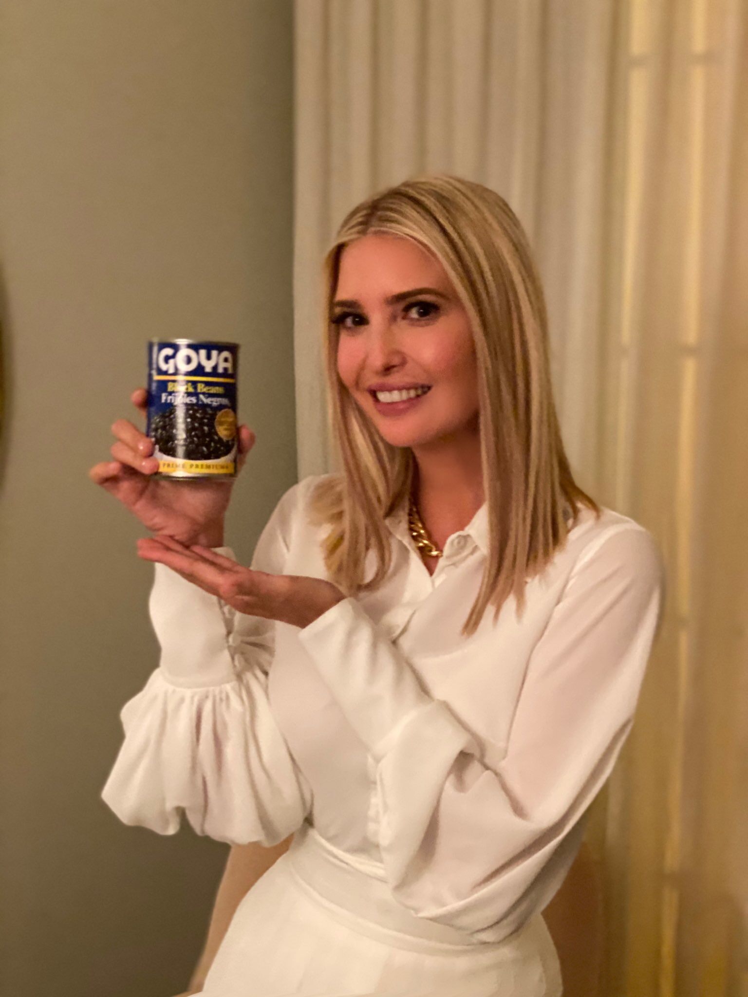 Ivanka Trump posts photo of herself presenting can of Goya black beans, critics explode