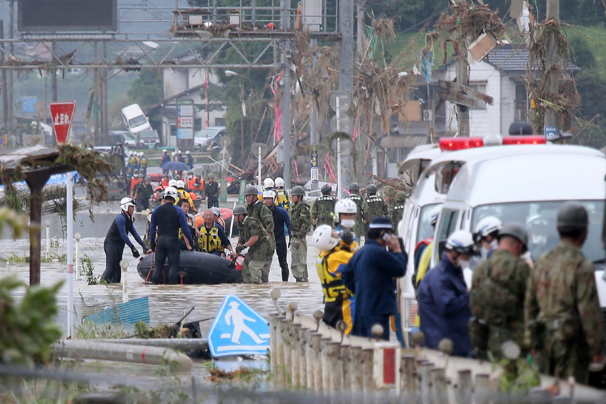 Japan flooded, landslides killed at least 44 people when the road turned into a river