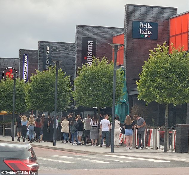 Some 10million people took advantage of the scheme between August 3 and August 9. Pictured: A queue for a restaurant during the scheme