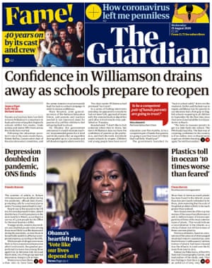 Guardian front page, Wednesday 19 August 2020