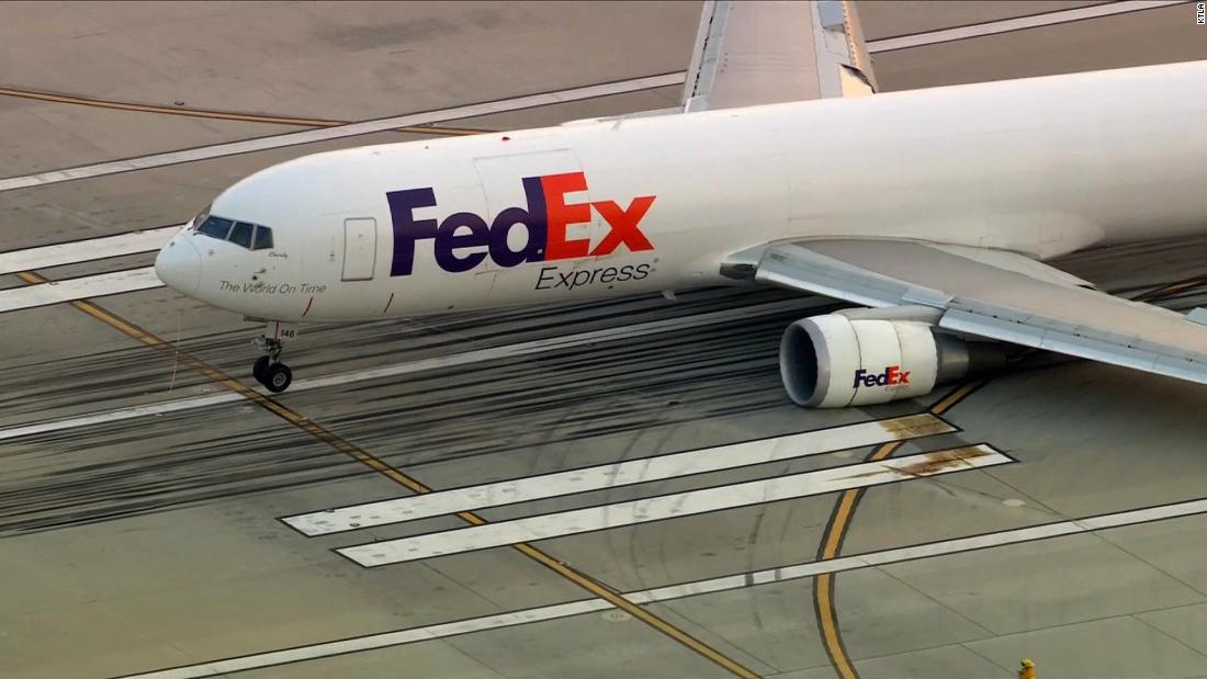 FedEx cargo jet makes pre-dawn emergency landing in Los Angeles