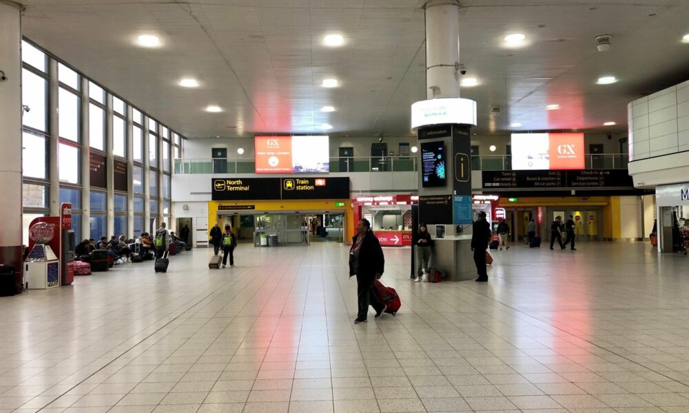 An eerily quiet Gatwick airport