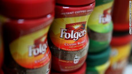 Packages of Folgers coffee are displayed on a shelf at a grocery store on June 5, 2014 in San Rafael, California. 