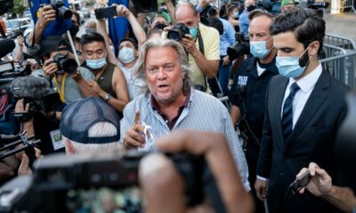 Steve Bannon: Ex-Trump aide blames fraud charge on people trying to stop border wall as he leaves court