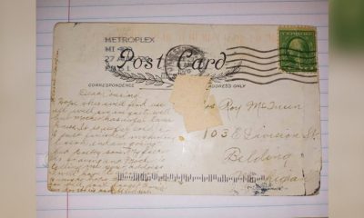 The postcard arrived in Michigan nearly 100 years after it was mailed.