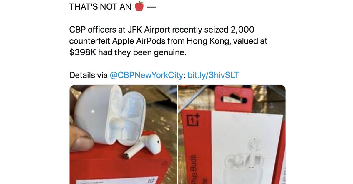 The feds confiscate nearly $ 400k worth of "fake Apple AirPods" that are actually OnePlus headphones