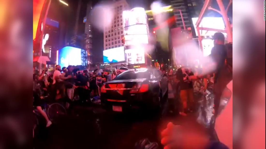 NYPD are investigating a car that crashed into a group of BLM protesters in Times Square
