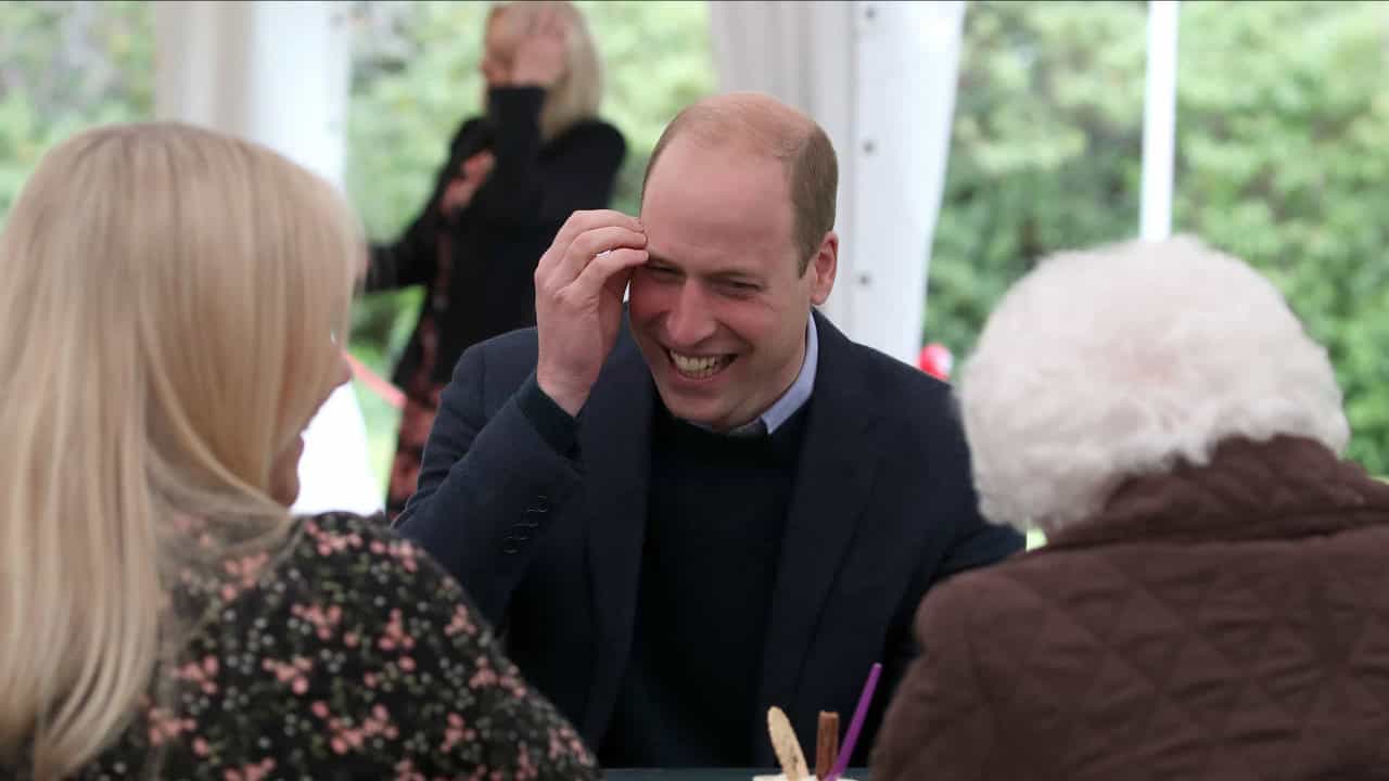 "It will make me blush," Prince William told the elderly woman.