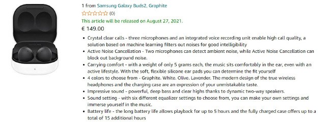 Amazon Samsung Galaxy Buds 2