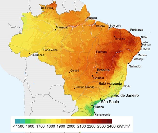 Global map of solar radiation in Brazil