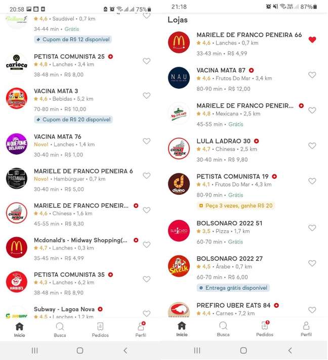 IFood Restaurants Changed Names Due to Attacks on Politicians and Vaccine 