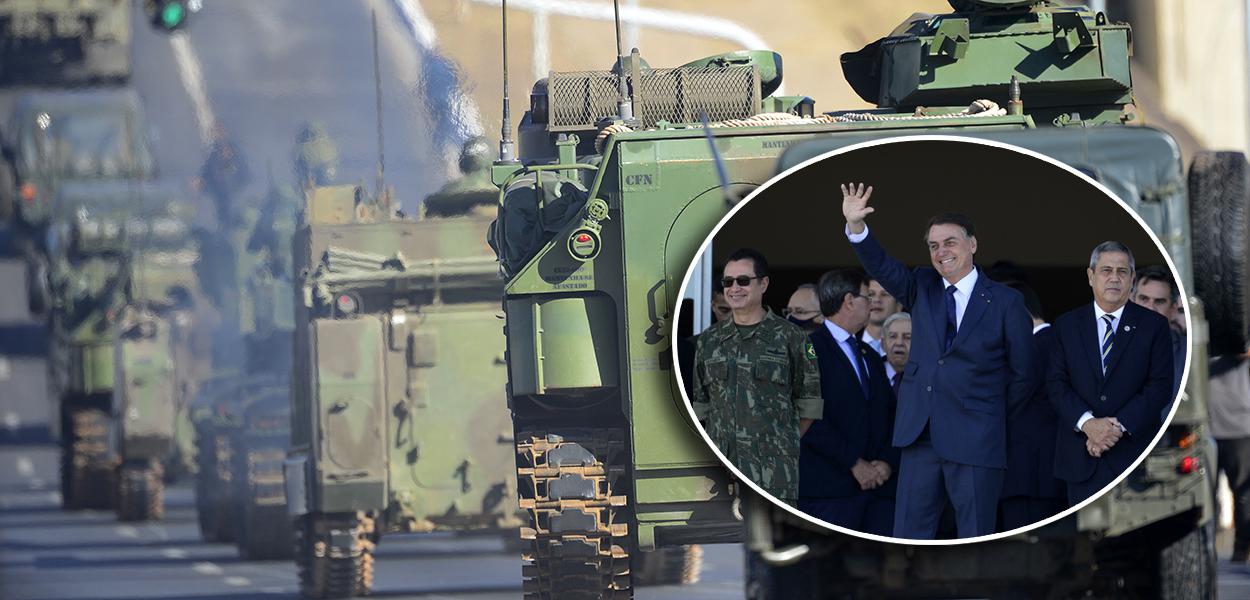 Jair Bolsonaro acompanha desfile de tanques em Brasília