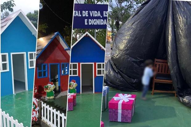 Blue Christmas decoration turns political clash in Rio Branco