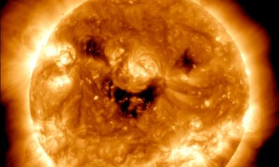 Imagem do Sol a sorrir, captado pela NASA
