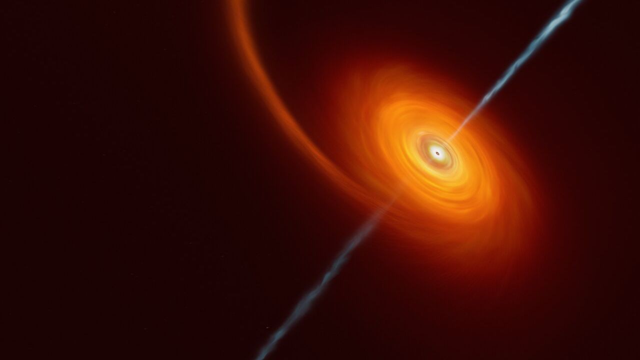 A black hole has swallowed a star and is spewing a jet at us