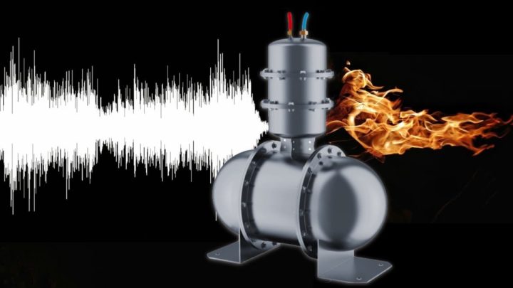 Illustration of a heat pump turning sound into heat
